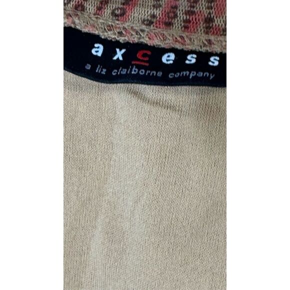 Axcess Liz Claiborne XL Micropleated Crinkle Mesh Top Brown Red Y2K Cottagecore - Picture 6 of 8